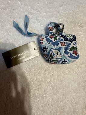 Vera Bradley Blue Floral Quilted Coin Pouch Keyring